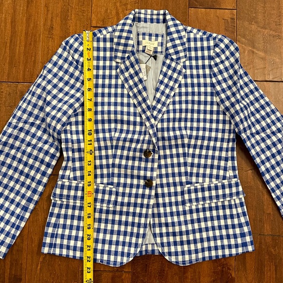 J. Crew Gingham Linen Schoolboy Blazer Jacket Sz 8 Petite - Picture 8 of 15